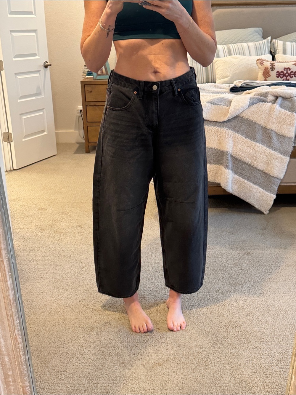 S.O.N.G High-Waist Relaxed Black Denim Barrel Jeans - Size 29 - Picture 7 of 11